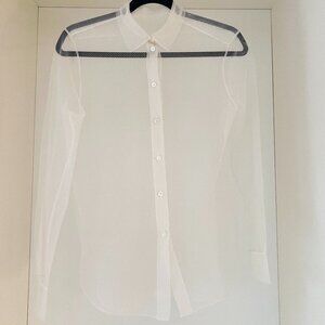 Dior Cream Mesh Button Front Full Sleeve Shirt (Fall 2020 Ready-to-Wear)